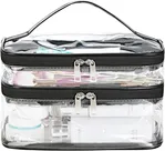 Double Layer Clear Cosmetic Bag Makeup Bag, Waterproof Travel Toiletry Bag, Transparent PVC Pouch Organizer